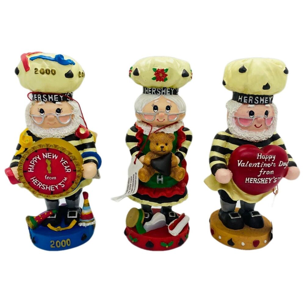 Vintage Kurt Adler Hershey's Chocolate Figures Lot of 3 Grandma/Grandpa Decor